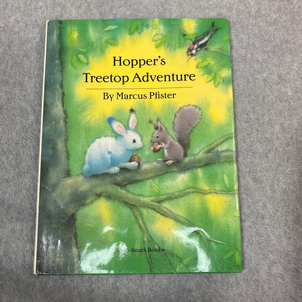 Marcus Pfister Hopper's Treetop Adventure‎ Kids Bunny Hare Rainbow Fish 1997 EUC